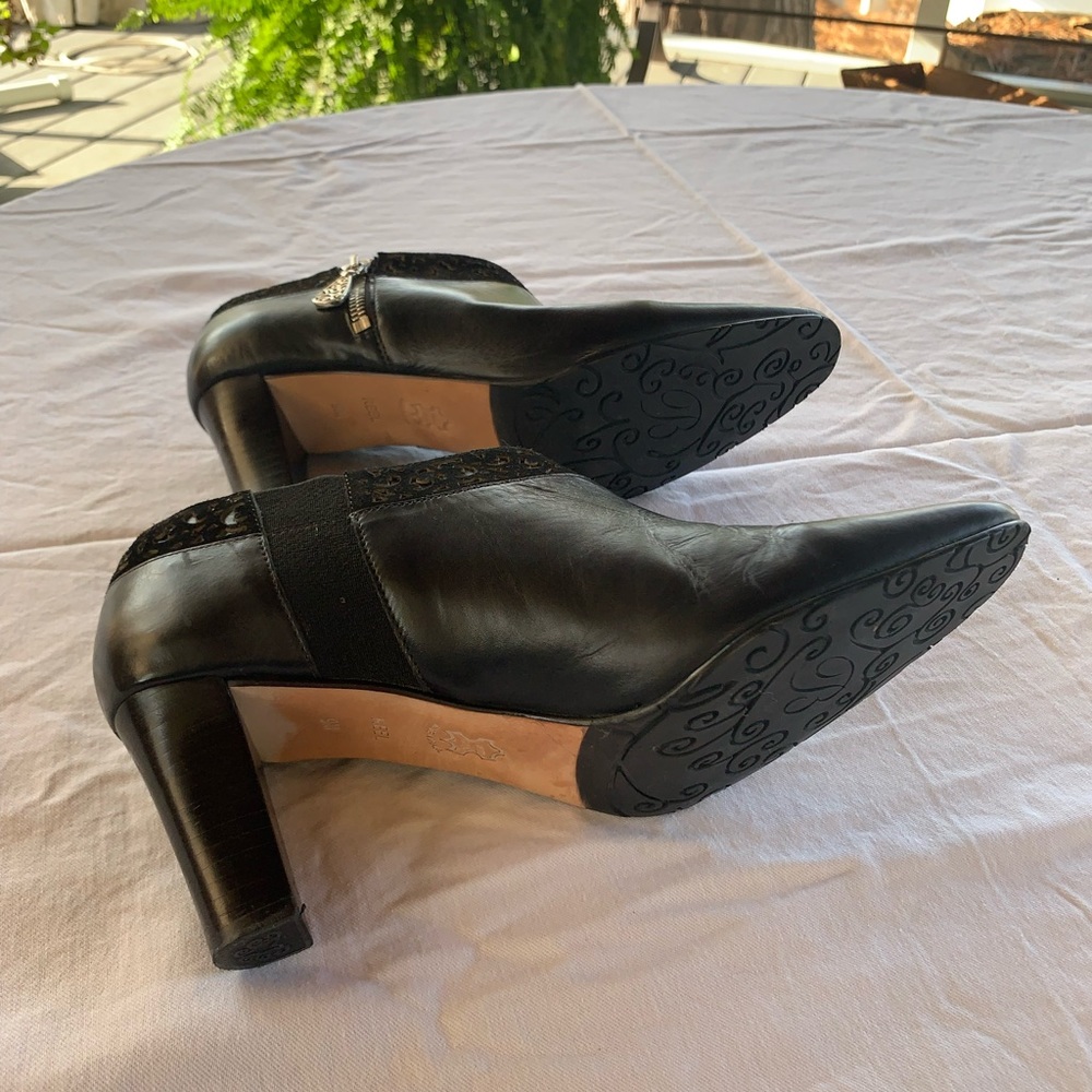 Vntg. Brighton “Reel” Black Leather Mule Heel 9M - Picture 6 of 7